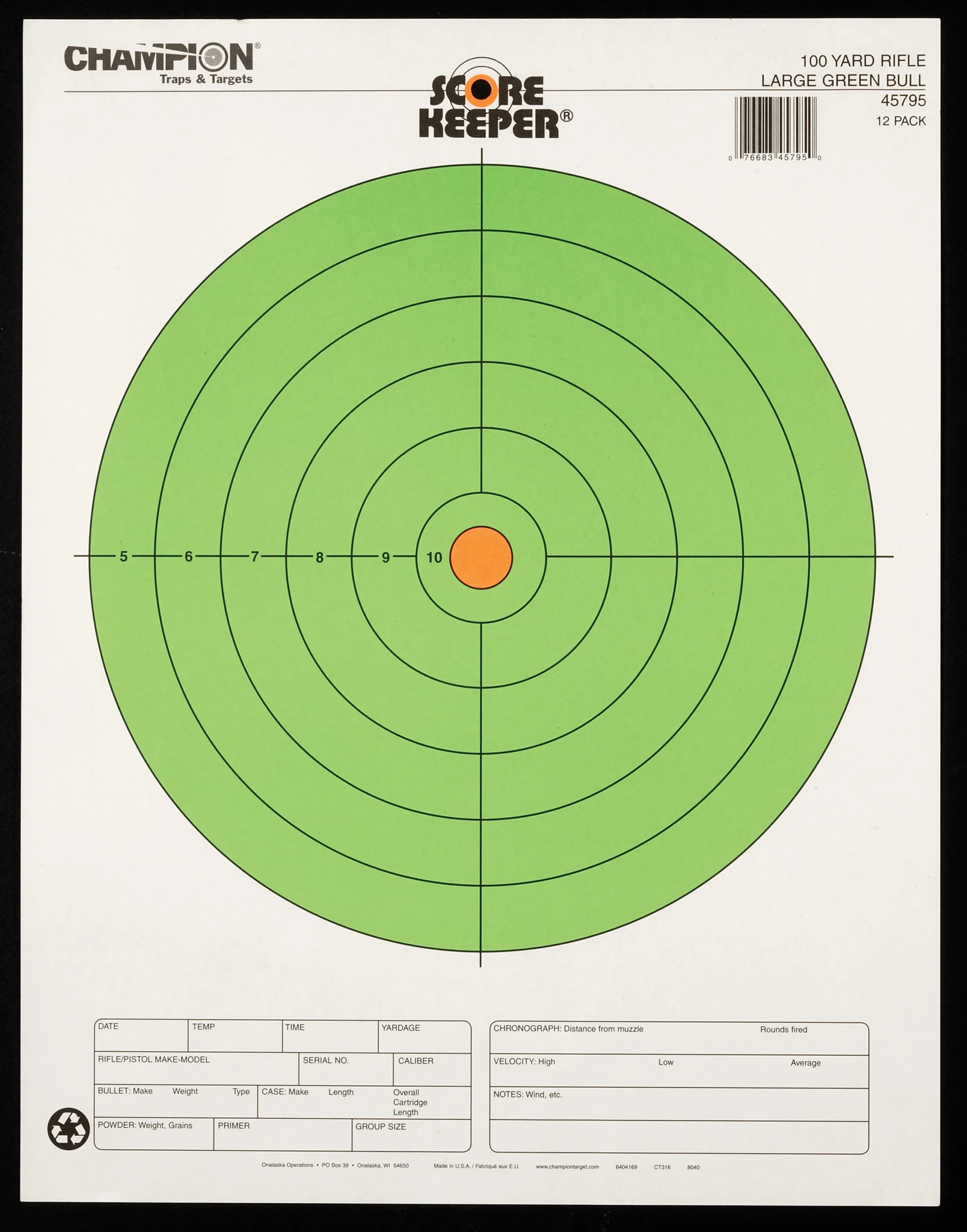 Score Keeper® Fluorescent Green Bull Targets